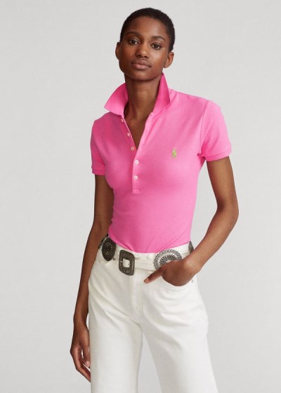 Camisa Polo Polo Ralph Lauren Mujer Rosas - Slim Fit Stretch - IXEBY2051